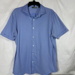 Murano Performance Mens Button Up Shirt Rolled Sleeves Blue White‎ Size XL Slim